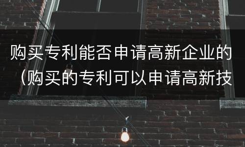 购买专利能否申请高新企业的（购买的专利可以申请高新技术企业吗）