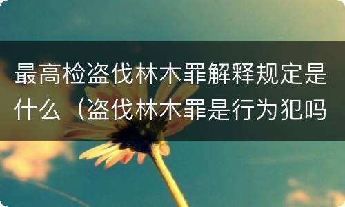 最高检盗伐林木罪解释规定是什么（盗伐林木罪是行为犯吗）