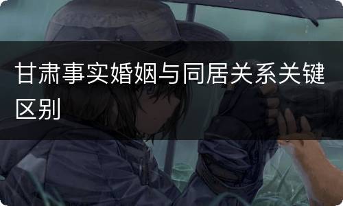 甘肃事实婚姻与同居关系关键区别