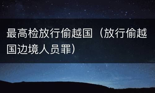 最高检放行偷越国（放行偷越国边境人员罪）