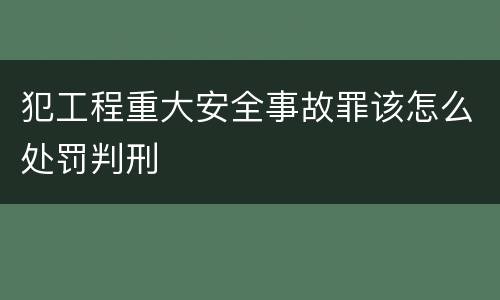 犯工程重大安全事故罪该怎么处罚判刑