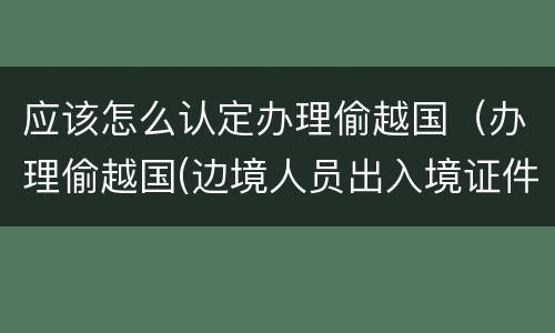 应该怎么认定办理偷越国（办理偷越国(边境人员出入境证件罪）