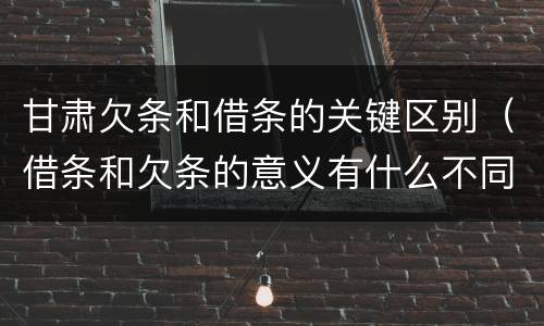 甘肃欠条和借条的关键区别（借条和欠条的意义有什么不同）