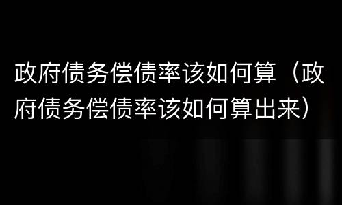 政府债务偿债率该如何算（政府债务偿债率该如何算出来）