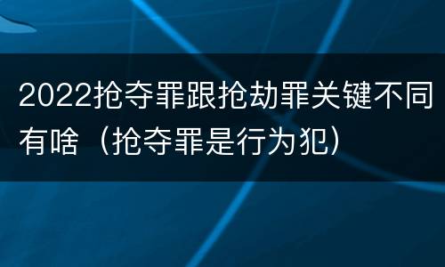 2022抢夺罪跟抢劫罪关键不同有啥（抢夺罪是行为犯）
