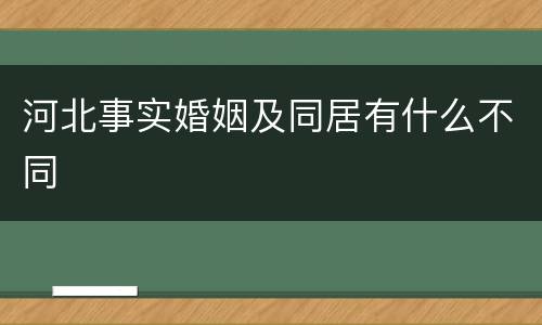 河北事实婚姻及同居有什么不同