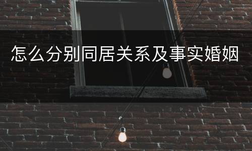 怎么分别同居关系及事实婚姻