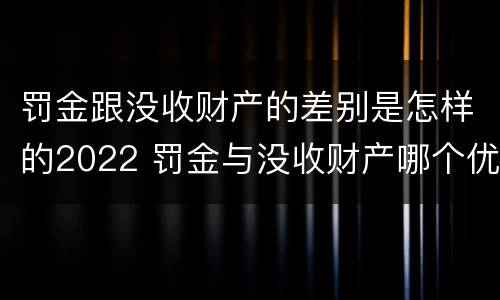 罚金跟没收财产的差别是怎样的2022 罚金与没收财产哪个优先