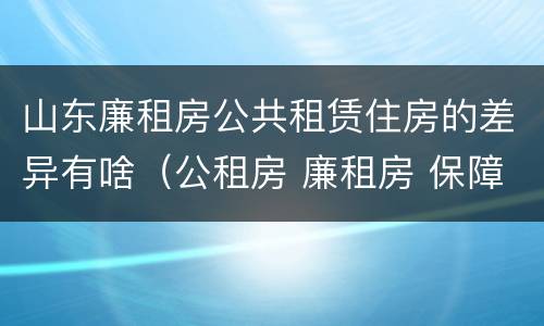 山东廉租房公共租赁住房的差异有啥（公租房 廉租房 保障性住房区别）