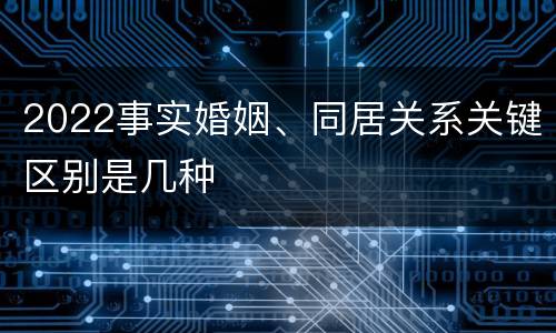 2022事实婚姻、同居关系关键区别是几种