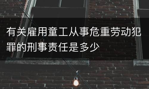 有关雇用童工从事危重劳动犯罪的刑事责任是多少