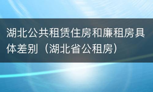 湖北公共租赁住房和廉租房具体差别（湖北省公租房）