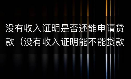 没有收入证明是否还能申请贷款（没有收入证明能不能贷款买房）