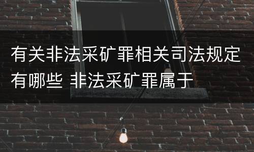 有关非法采矿罪相关司法规定有哪些 非法采矿罪属于