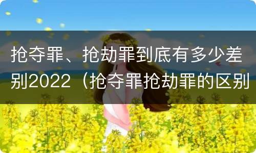 抢夺罪、抢劫罪到底有多少差别2022（抢夺罪抢劫罪的区别）