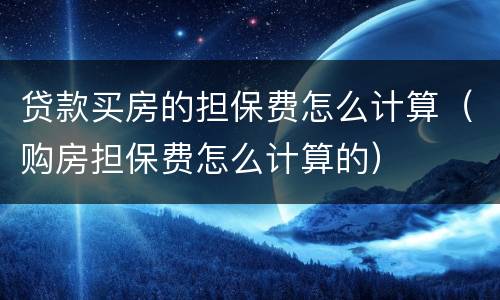 贷款买房的担保费怎么计算（购房担保费怎么计算的）