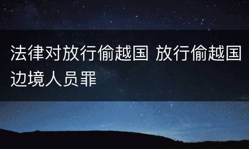 法律对放行偷越国 放行偷越国边境人员罪