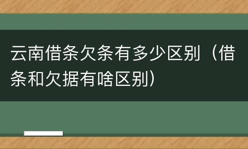 云南借条欠条有多少区别（借条和欠据有啥区别）