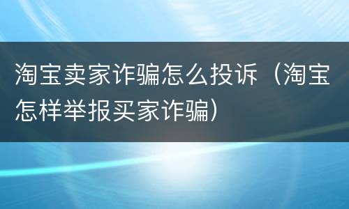 淘宝卖家诈骗怎么投诉（淘宝怎样举报买家诈骗）