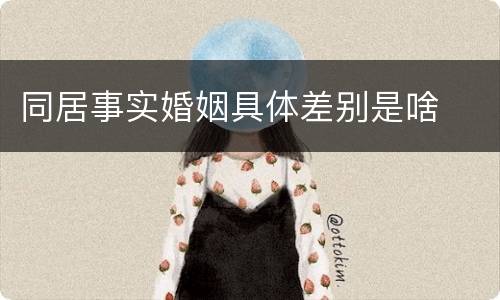 同居事实婚姻具体差别是啥
