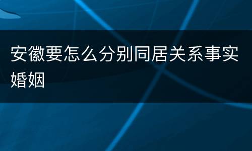 安徽要怎么分别同居关系事实婚姻