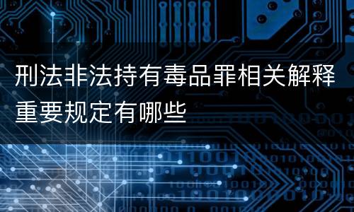 刑法非法持有毒品罪相关解释重要规定有哪些