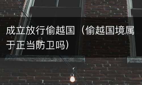 成立放行偷越国（偷越国境属于正当防卫吗）