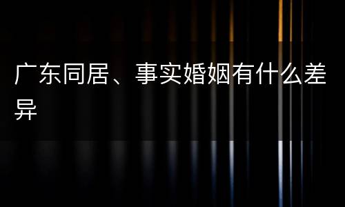 广东同居、事实婚姻有什么差异