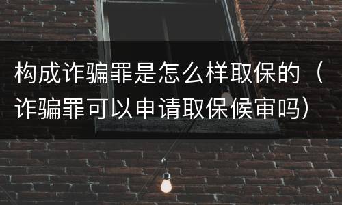 构成诈骗罪是怎么样取保的（诈骗罪可以申请取保候审吗）