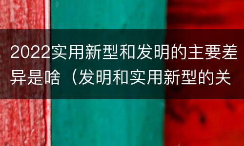 2022实用新型和发明的主要差异是啥（发明和实用新型的关系）