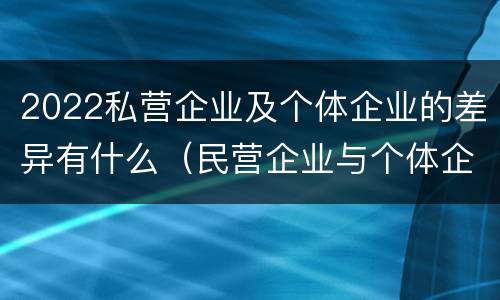 2022私营企业及个体企业的差异有什么（民营企业与个体企业的区别）