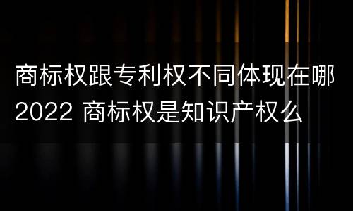 商标权跟专利权不同体现在哪2022 商标权是知识产权么