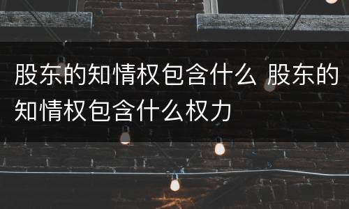 股东的知情权包含什么 股东的知情权包含什么权力