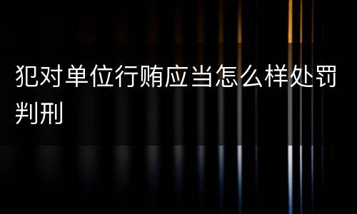 犯对单位行贿应当怎么样处罚判刑