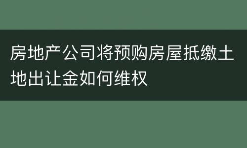 房地产公司将预购房屋抵缴土地出让金如何维权