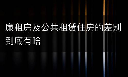 廉租房及公共租赁住房的差别到底有啥