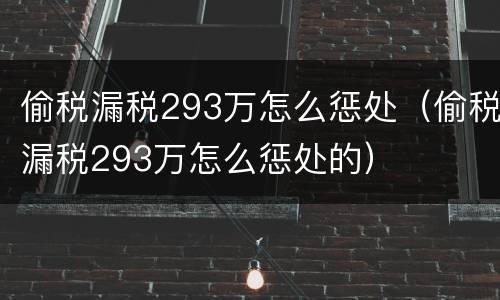 偷税漏税293万怎么惩处（偷税漏税293万怎么惩处的）