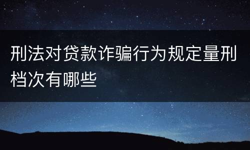 刑法对贷款诈骗行为规定量刑档次有哪些