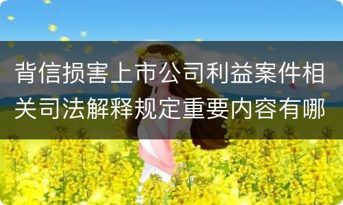背信损害上市公司利益案件相关司法解释规定重要内容有哪些