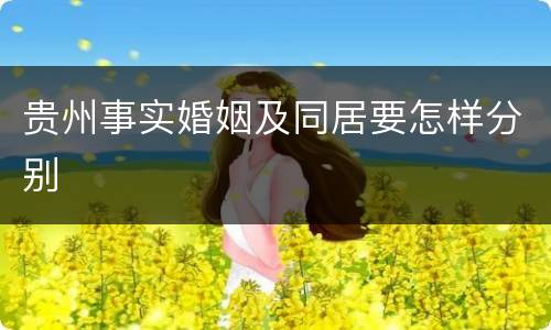 贵州事实婚姻及同居要怎样分别