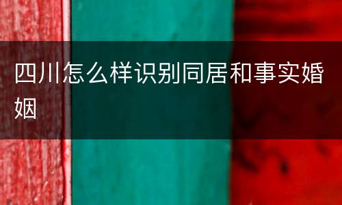 四川怎么样识别同居和事实婚姻