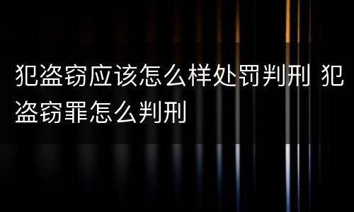 犯盗窃应该怎么样处罚判刑 犯盗窃罪怎么判刑