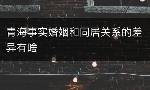 青海事实婚姻和同居关系的差异有啥