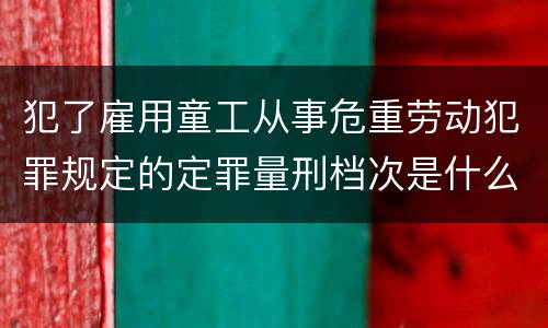 犯了雇用童工从事危重劳动犯罪规定的定罪量刑档次是什么样的