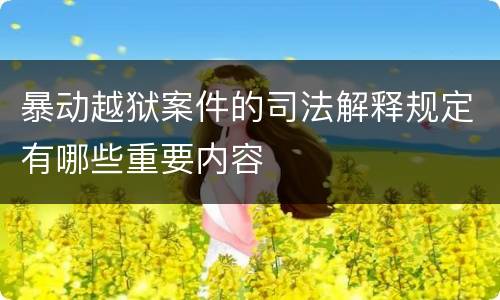 暴动越狱案件的司法解释规定有哪些重要内容