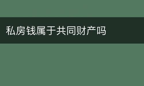 私房钱属于共同财产吗