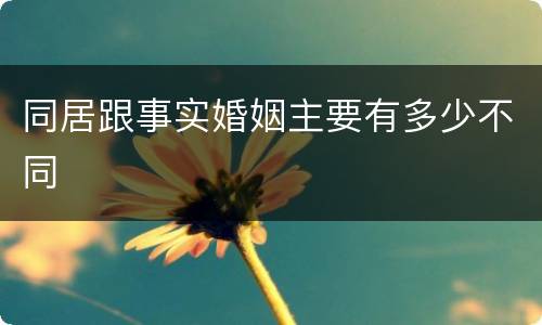 同居跟事实婚姻主要有多少不同