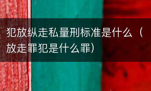 犯放纵走私量刑标准是什么（放走罪犯是什么罪）