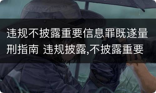 违规不披露重要信息罪既遂量刑指南 违规披露,不披露重要信息罪构成要件
