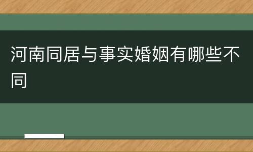河南同居与事实婚姻有哪些不同